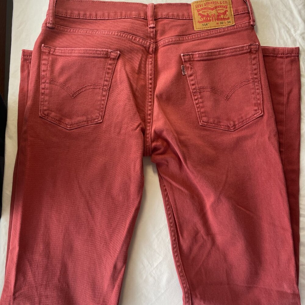Men's Levi’s 514 Straight Fit Jeans – W32 L34 - Coral / dusty red - Picture 3 of 6